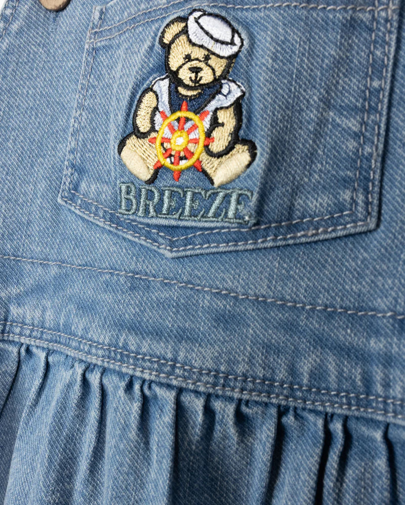 PHIL AND PHOEBE DENIM TEDDY BEAR PATCH ROMPER