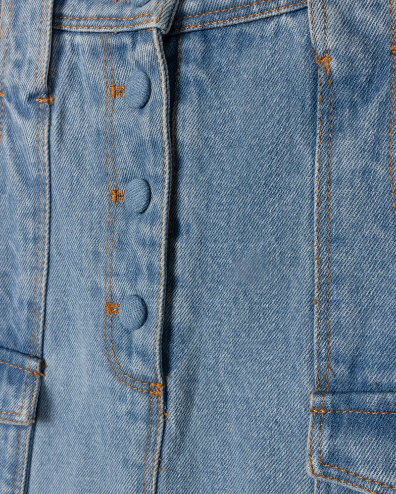 VIBE LIGHT BLUE DENIM A LINE MAXI SKIRT [FINAL SALE]