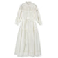 MINIMAL WHITE LINEN DETAILED MIDI DRESS