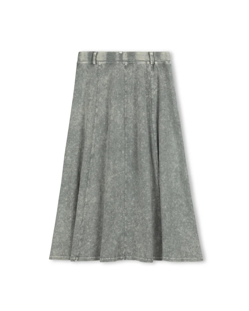 VIBE LIGHT GREY MINERAL WASH FLYFRONT SKIRT