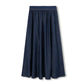 VIBE BLUE DENIM WIDE WAISTED MIDI SKIRT [FINAL SALE]