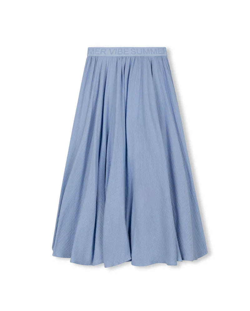 VIBE BLUE GAUZE MIDI SKIRT