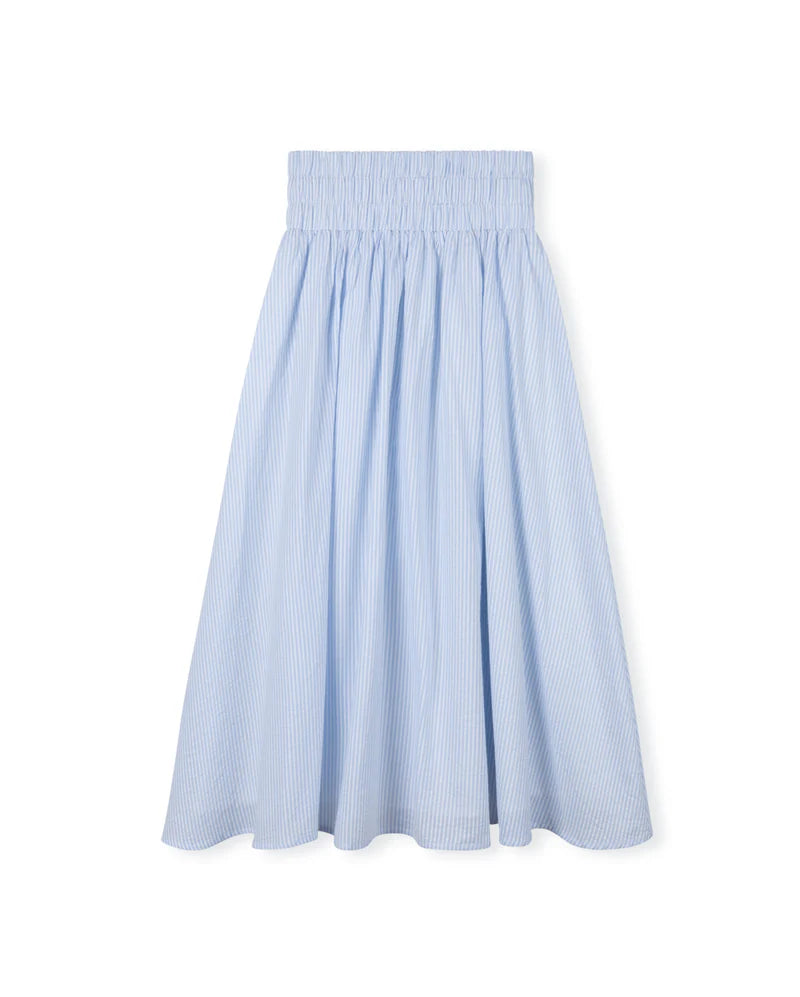 VIBE STRIPE POCKET PINSTRIPED MIDI SKIRT