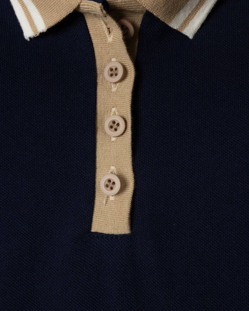 DUKE + PORT NAVY STRIPED TRIM PIQUE POLO [FINAL SALE]