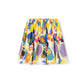 LILOU YELLOW/BLUE FLOWER WAISTED SKIRT