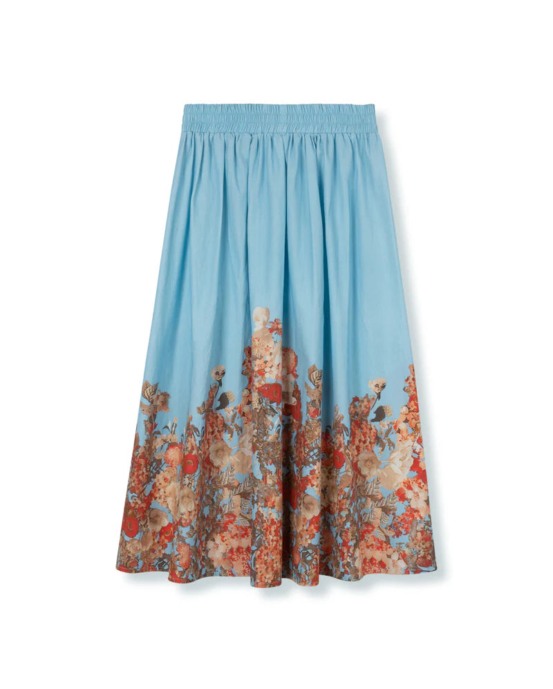 MALLORY AND MERLOT BLUE/RED FLORAL PRINT SKIRT