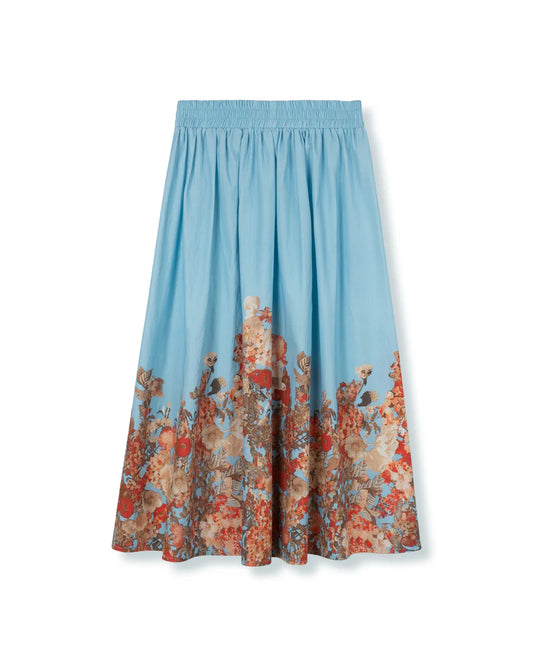 MALLORY AND MERLOT BLUE/RED FLORAL PRINT SKIRT