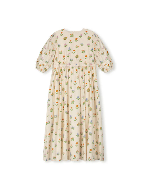 MINIMAL PEACH FLOWER EMBROIDERED DRESS