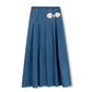 VIBE DENIM PLEATED TOGGLE MAXI SKIRT