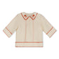 ONE CHILD BEIGE/CORAL STITCH DETAIL BLOUSE
