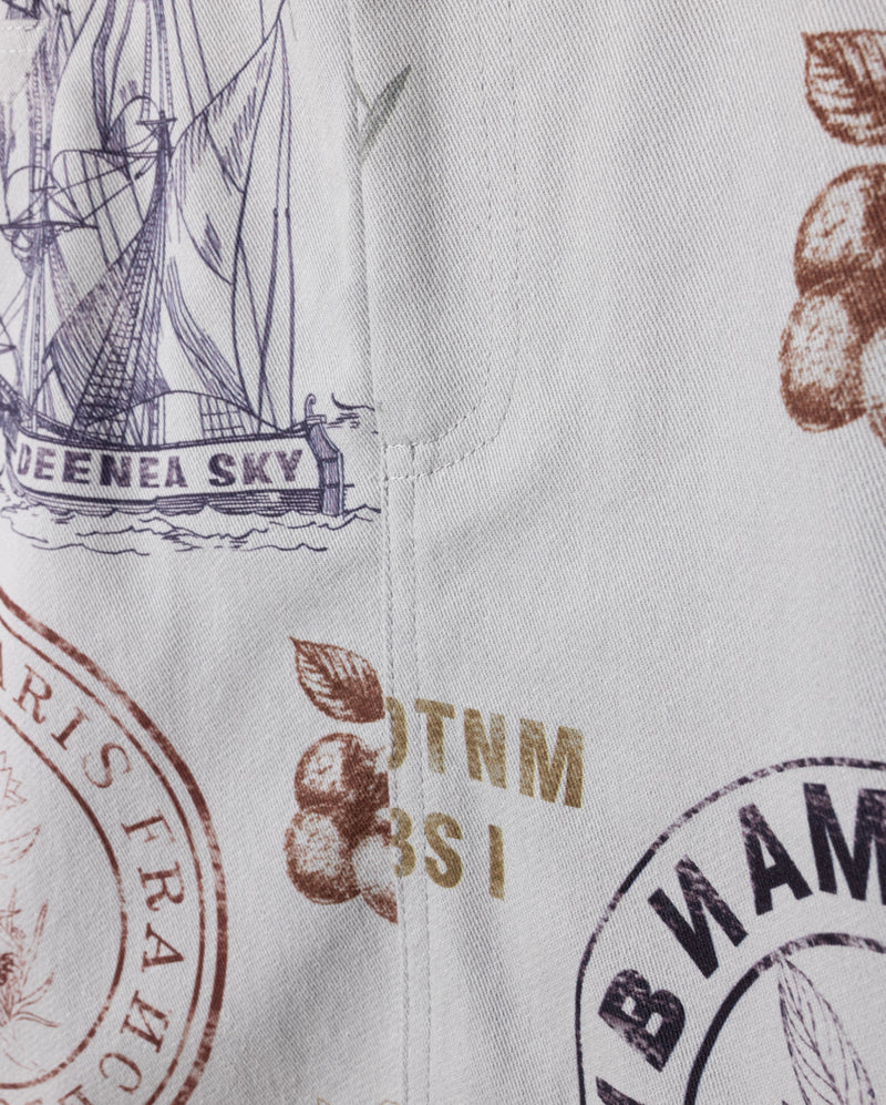 PHIL AND PHOEBE GREY DENIM STAMP PRINTED SKIRT