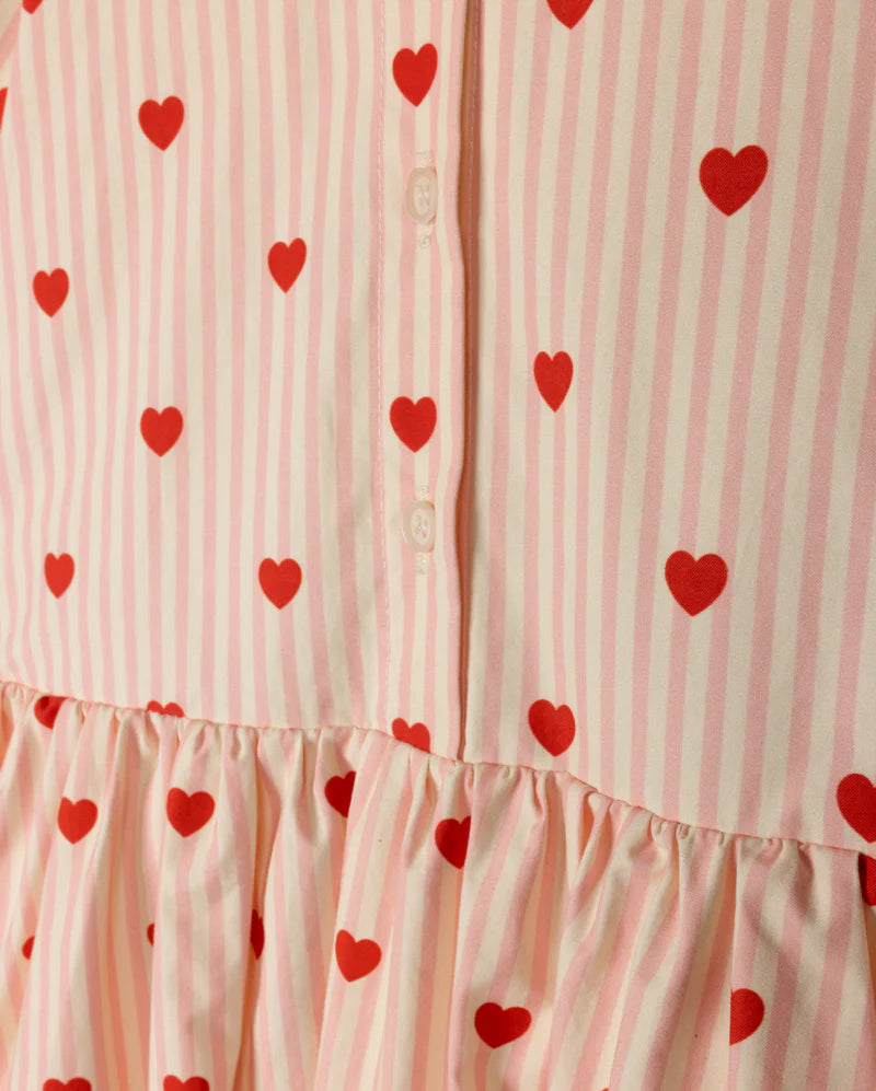 PHIL AND PHOEBE STRIPE HEART PRINTED DRESS