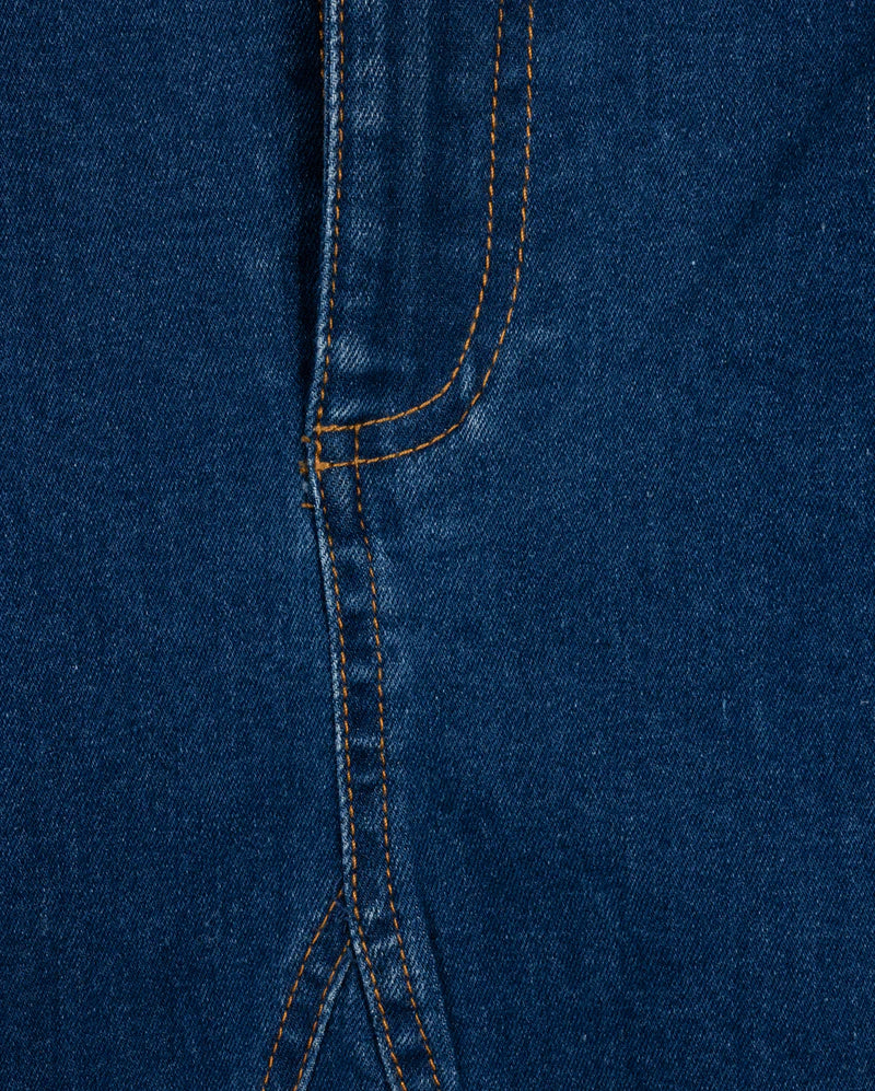 VIBE BLUE DENIM POCKET V SEAM SKIRT
