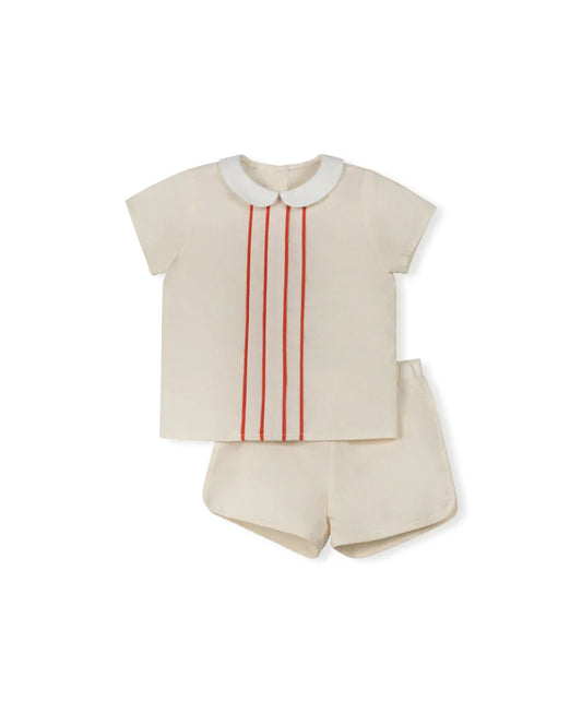 ONE CHILD IVORY LINEN SHORT SET
