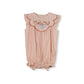 LILOU PINK EMBROIDERED BOW DETAIL BIB ROMPER
