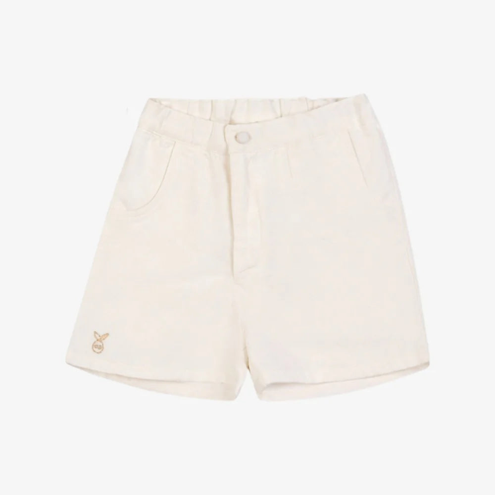 ORANGE DIMANCHE OFF WHITE LINEN SHORTS