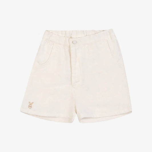 ORANGE DIMANCHE OFF WHITE LINEN SHORTS