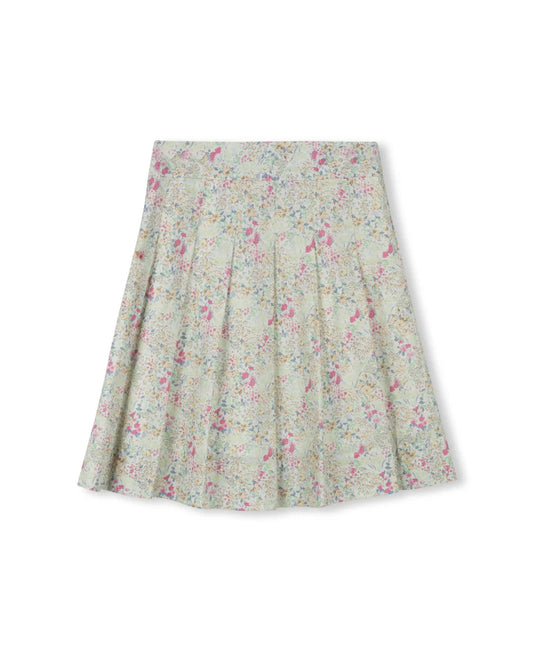 ONE CHILD  MINT/PINK FLORAL PLEAT SKIRT