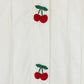 ONE CHILD WHITE EMBROIDERED CHERRY PLEAT DRESS