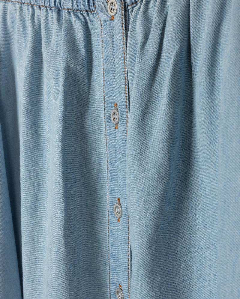VIBE LIGHT BLUE DENIM CHAMBRAY POCKET MAXI SKIRT [FINAL SALE]