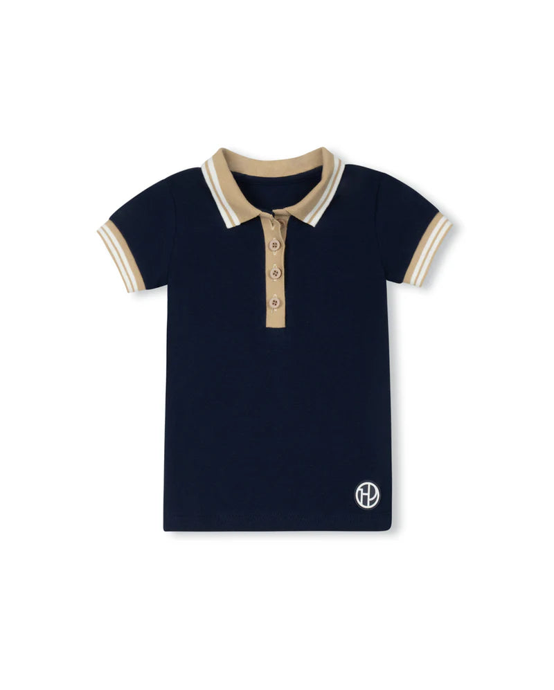 DUKE + PORT NAVY STRIPED TRIM PIQUE POLO [FINAL SALE]