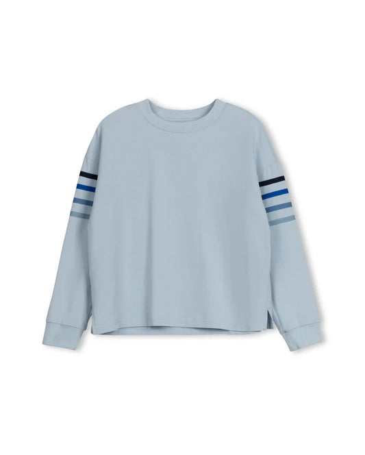 VIBE LIGHT BLUE STRIPED SLEEVE T-SHIRT