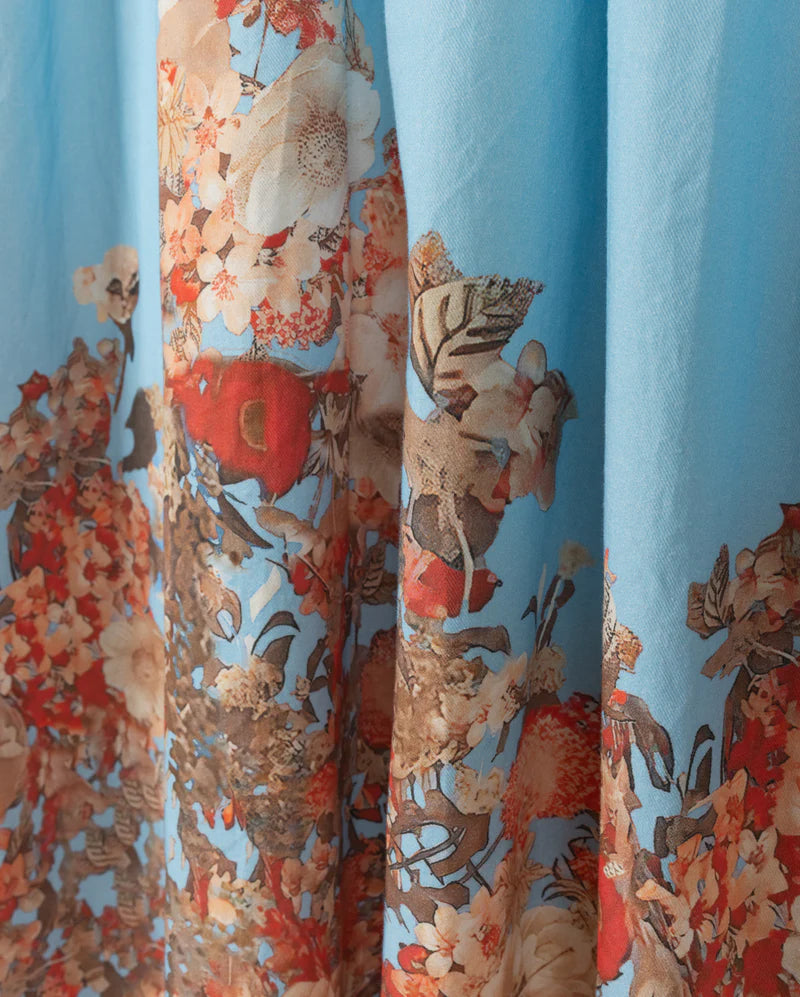 MALLORY AND MERLOT BLUE/RED FLORAL PRINT BLOUSE