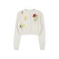 MINIMAL IVORY FLORAL KNIT CARDIGAN