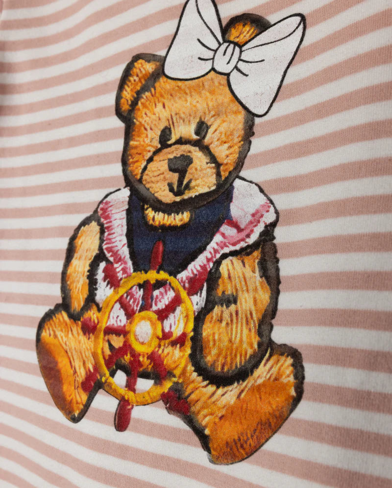 PHIL AND PHOEBE PINK TEDDY BEAR STRIPED T-SHIRT SET