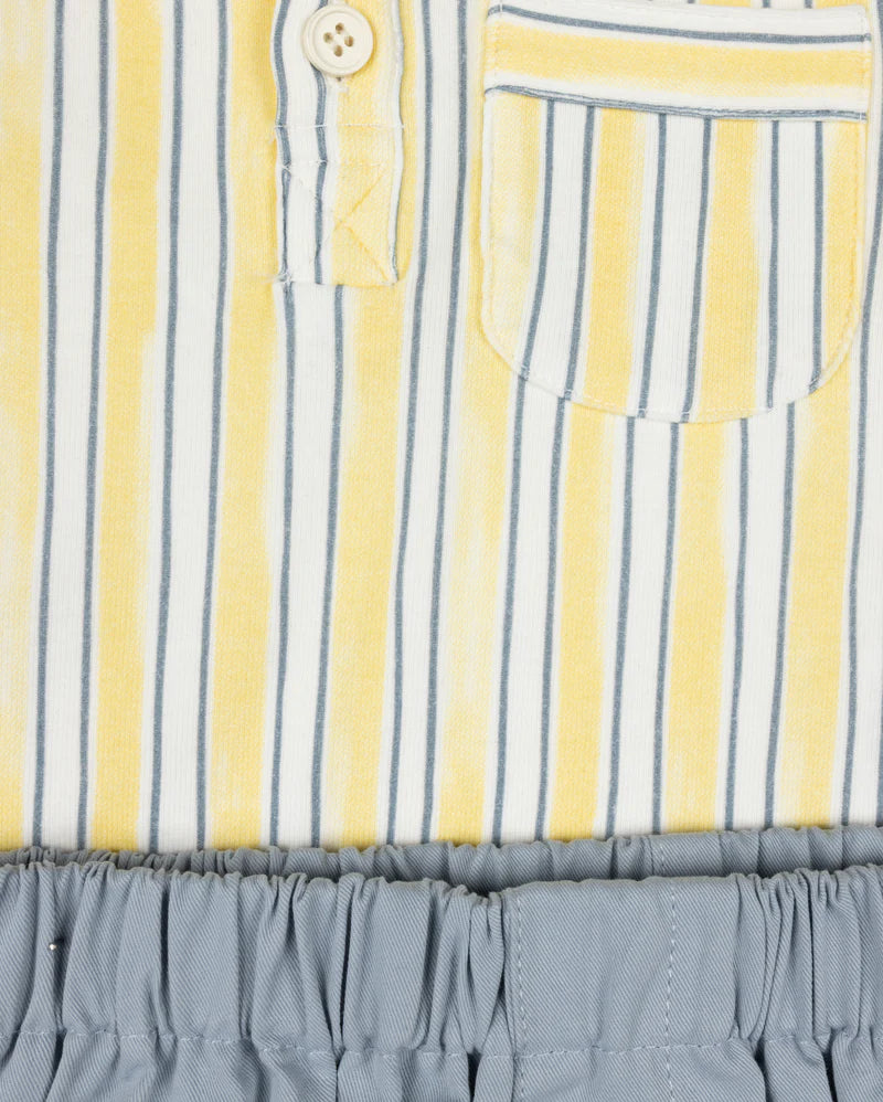 PHIL AND PHOEBE YELLOW/BLUE STRIPE BLOOMER SET