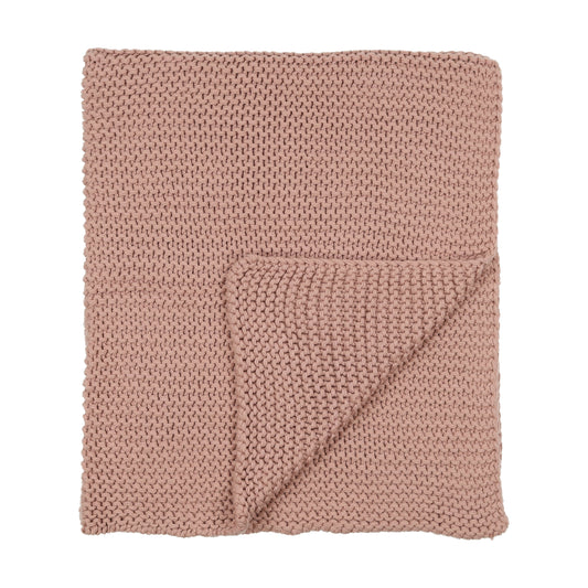 MEMA KNITS PINK CHUNKY KNIT BLANKET