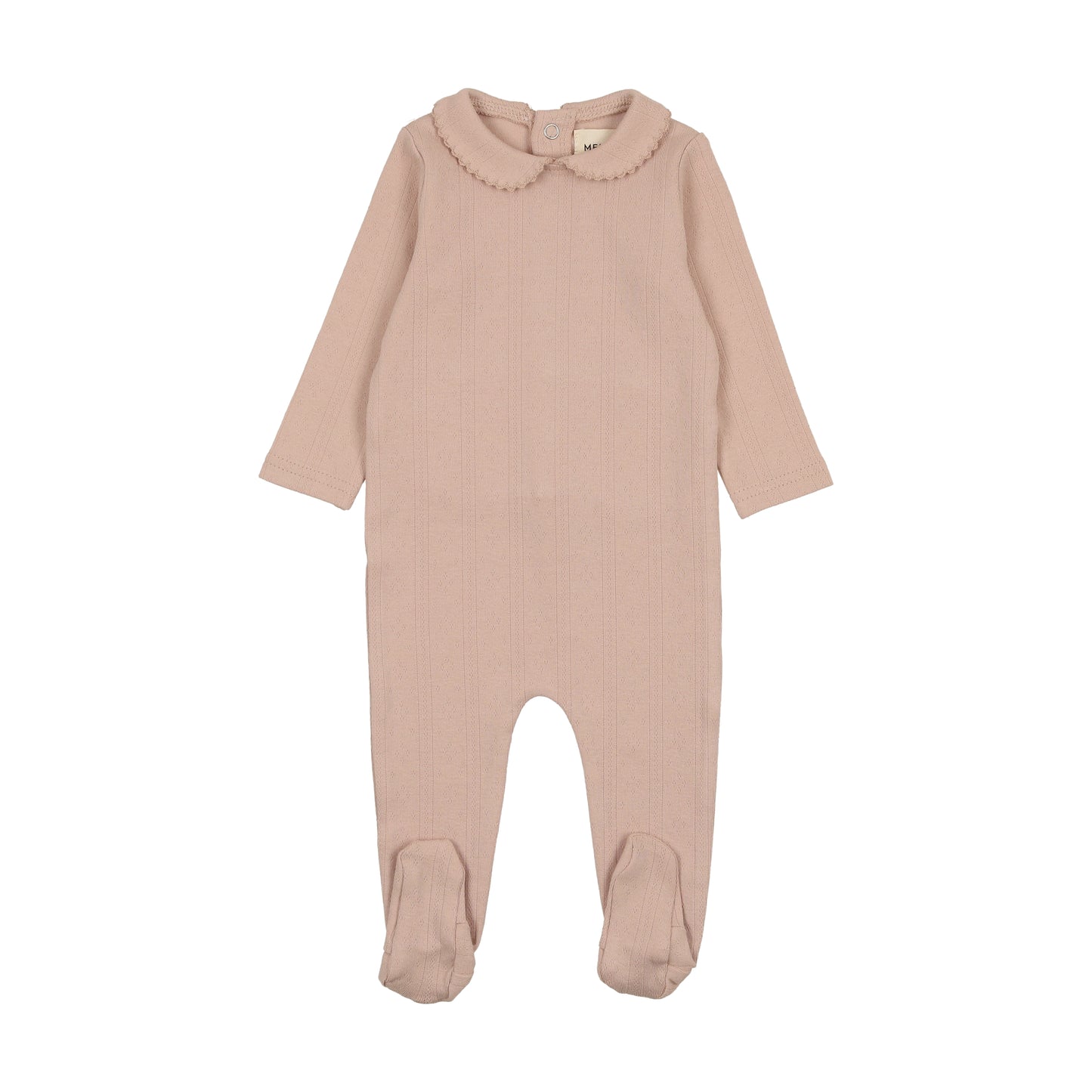 MEMA KNITS DUSTY PINK POINTELLE COLLAR FOOTIE