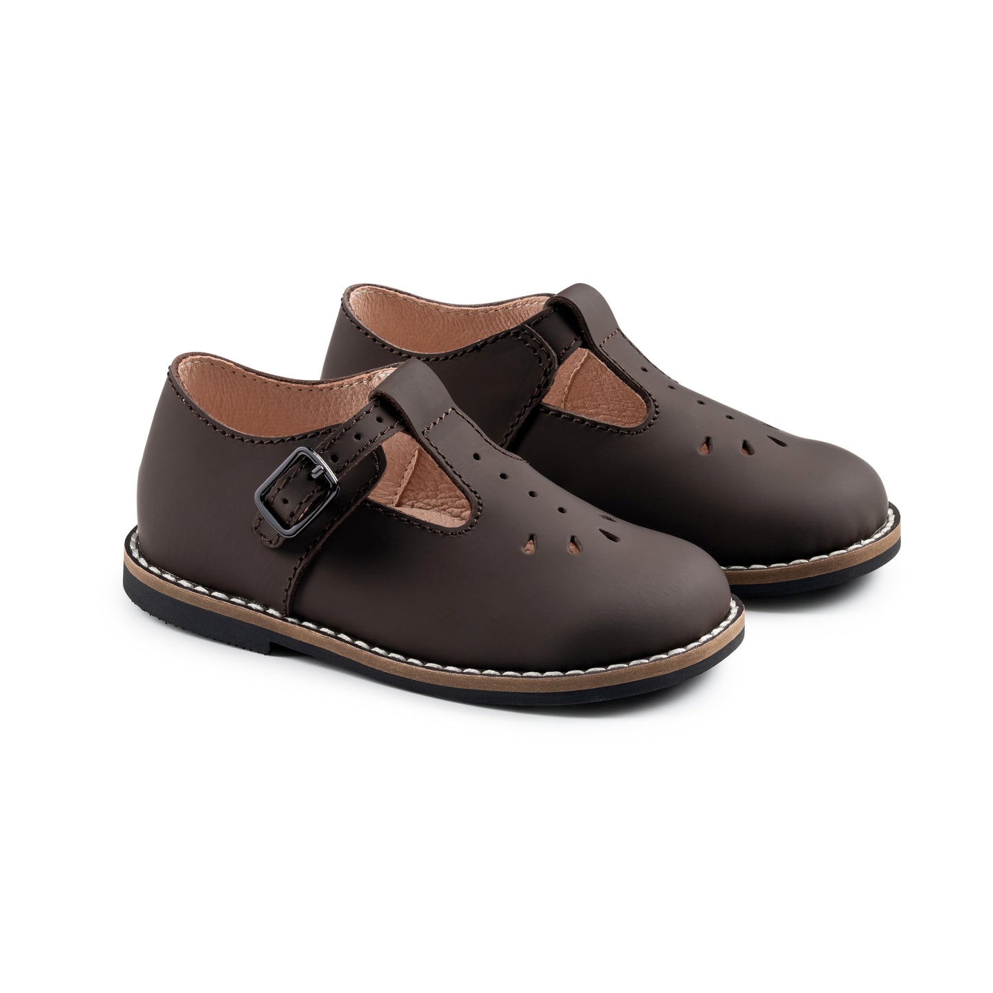 RAYBELLE BROWN EYELET T-STRAP SHOE