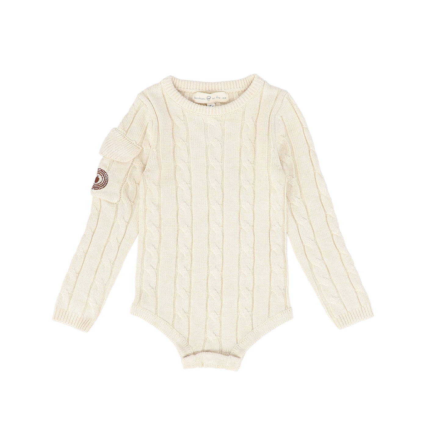 BIRNHAM ON THE SEA ECRU CABLE KNIT CREWNECK SWEATER