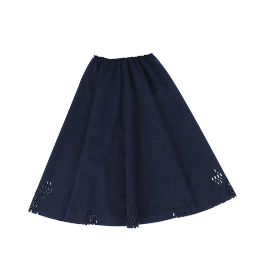 VENERA ARAPU NAVY WOOL DOTTED DESIGN MIDI SKIRT [FINAL SALE]