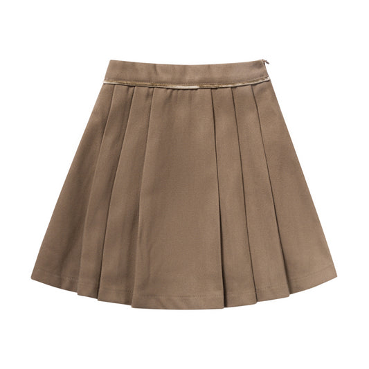 NUMU MOCHA WOOL PLEATED SKIRT