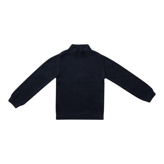 NUMU NAVY KNIT MOCKNECK SWEATER