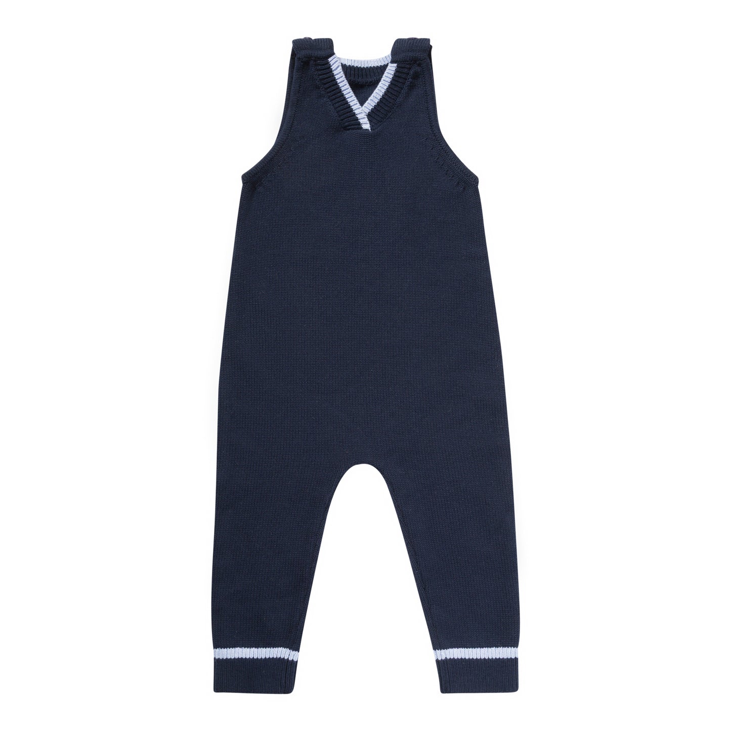 NUMU NAVY STRIPED V-NECK OVERALLS