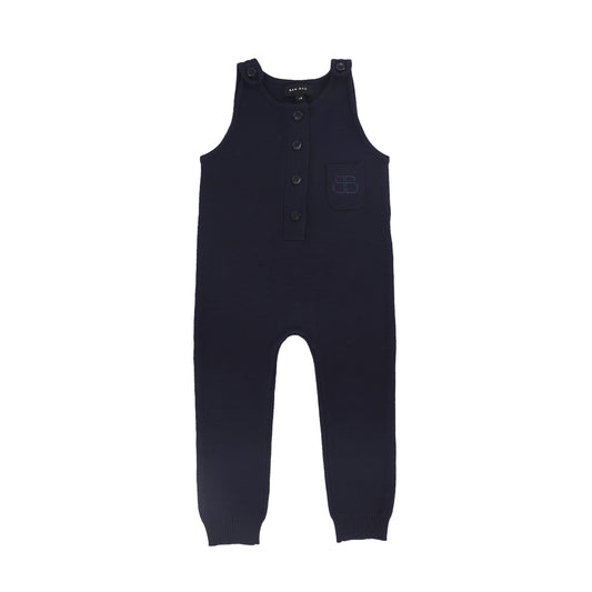 BAMBOO NAVY BUTTON KNIT OVERALLS