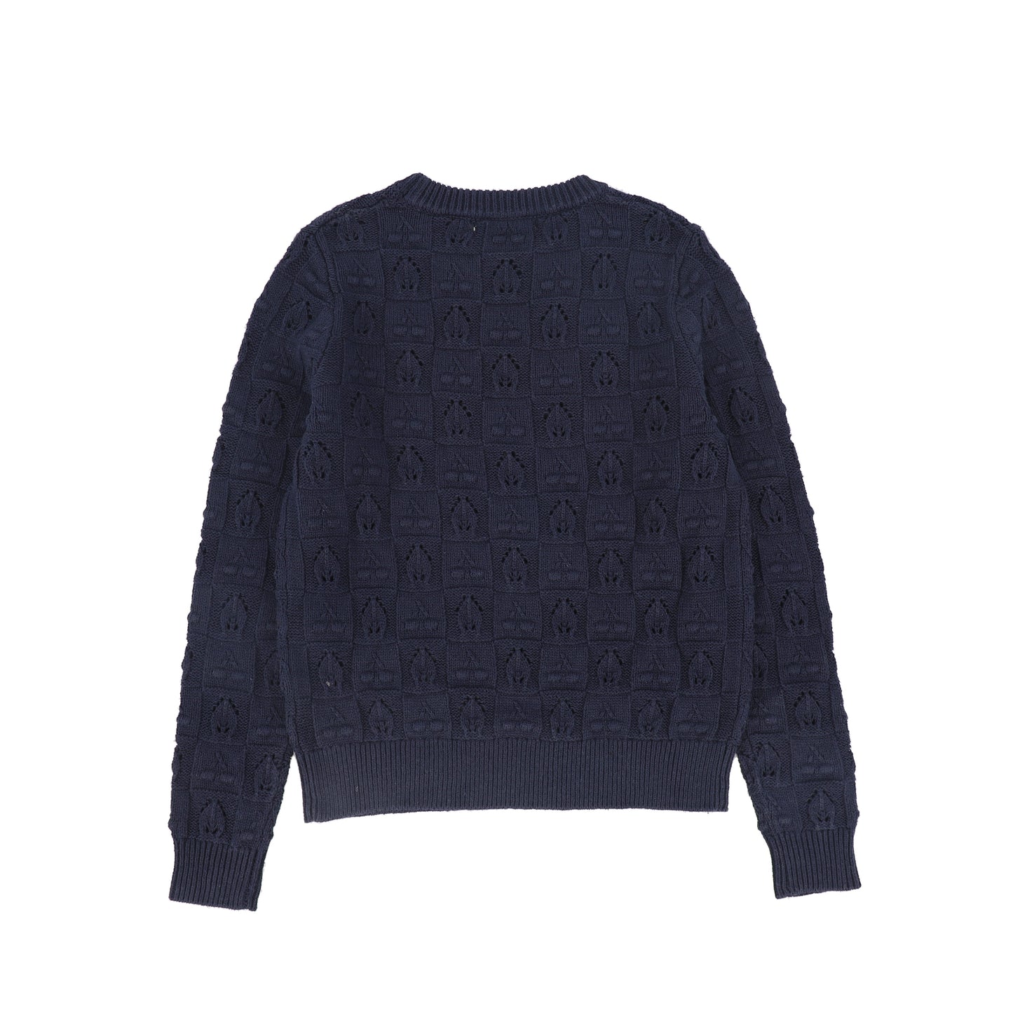 BACE COLLECTION NAVY CHECKED BUBBLE KNIT SWEATER