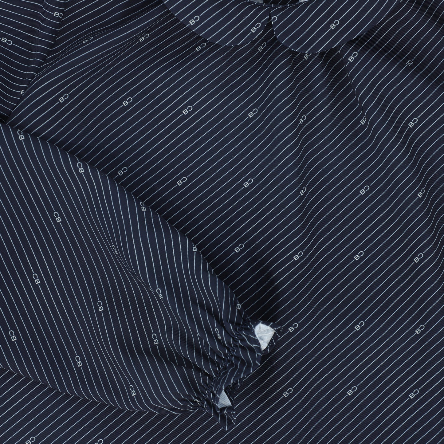 BACE COLLECTION NAVY STRIPED LOGO BLOUSE