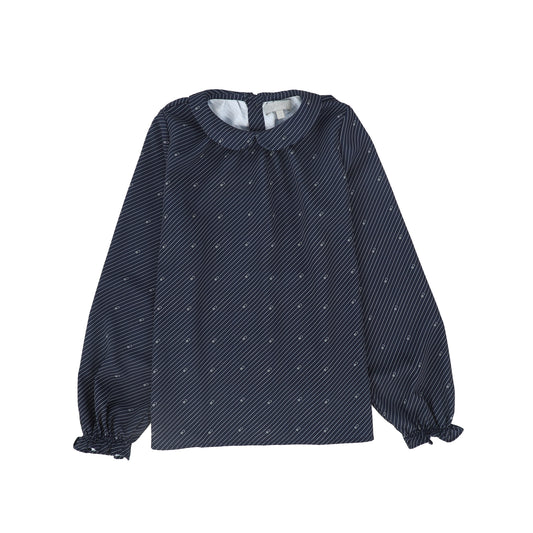 BACE COLLECTION NAVY STRIPED LOGO BLOUSE