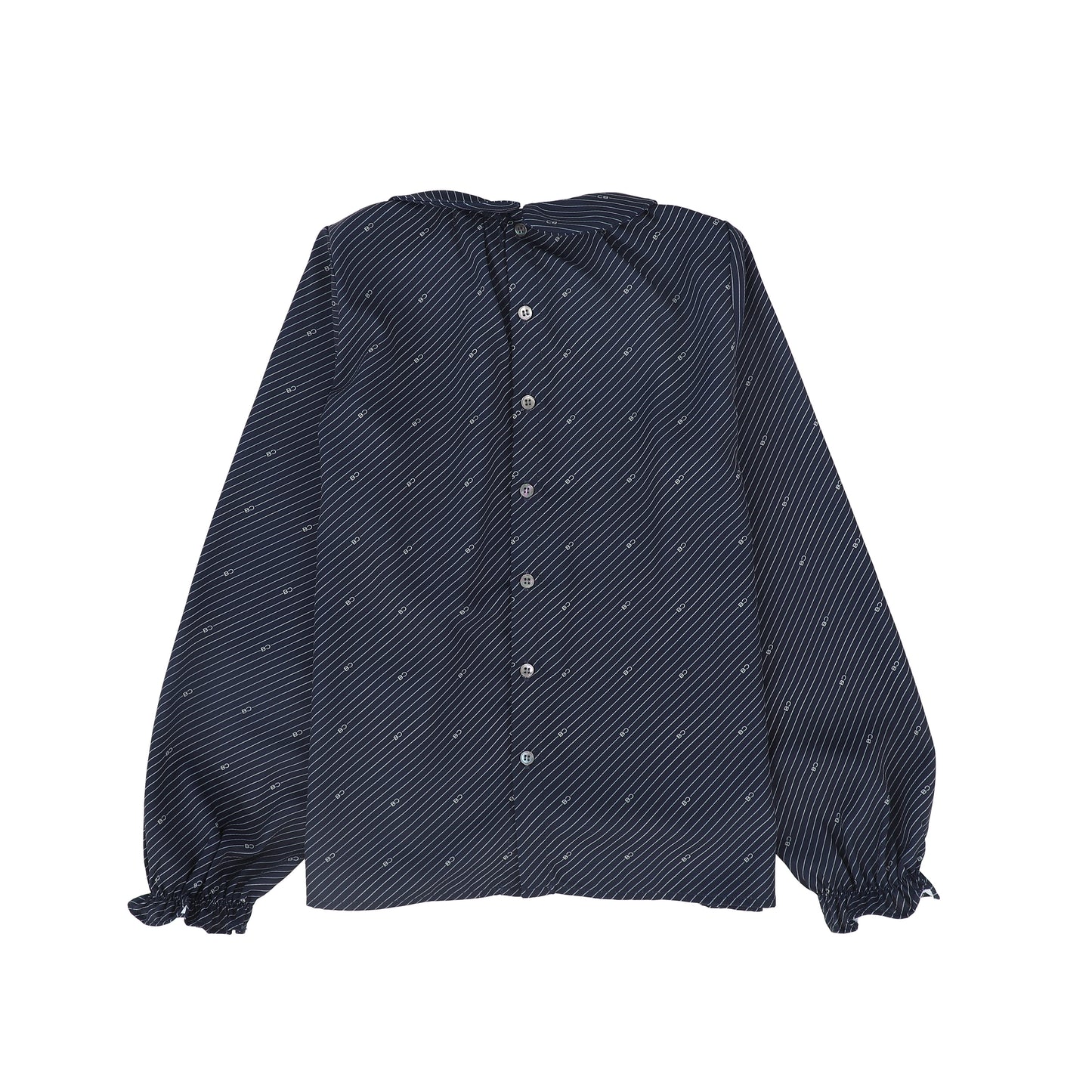 BACE COLLECTION NAVY STRIPED LOGO BLOUSE