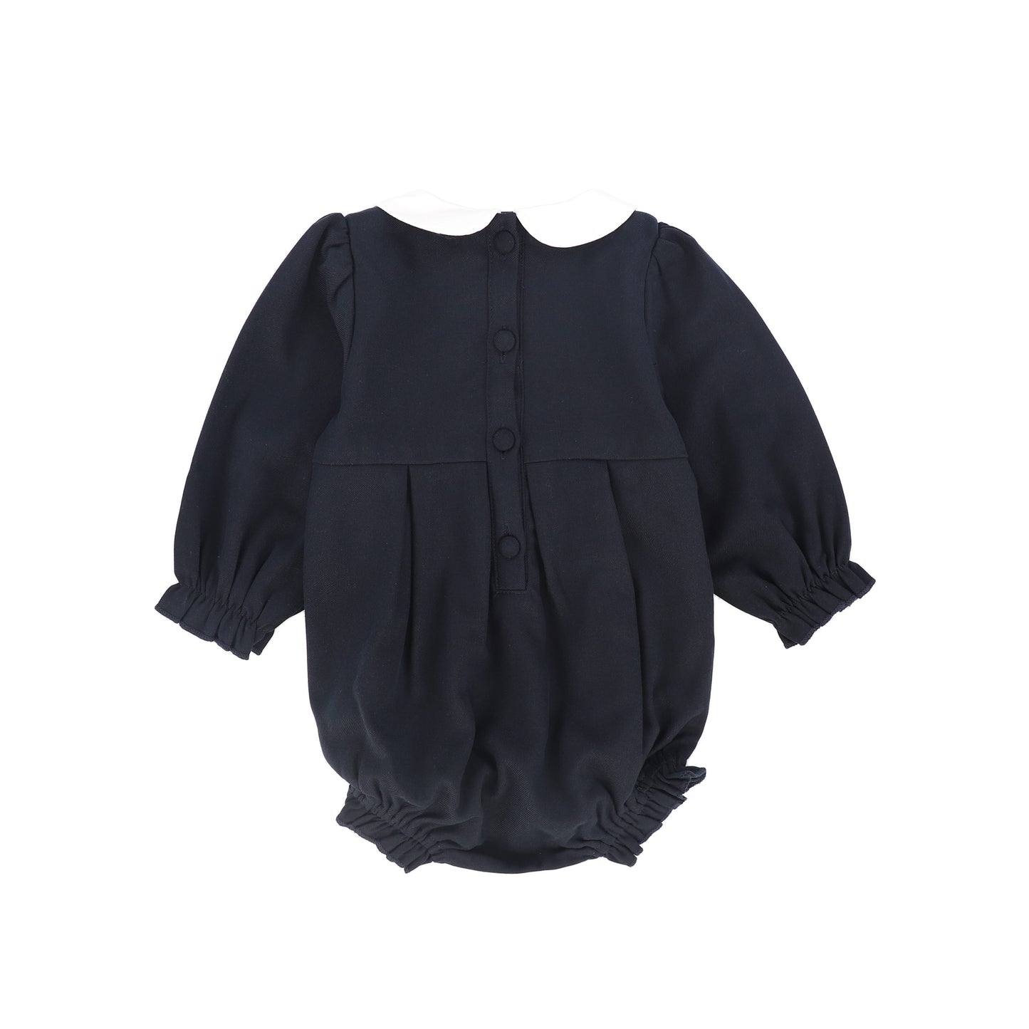 BAMBOO NAVY WOOL EMBROIDERED ROMPER