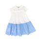 THE MIDDLE DAUGHTER WHITE/BLUE RUFFLE TRIM DRESS