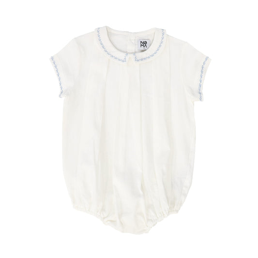 NOMA WHITE/LIGHT BLUE EMBROIDERED COLLAR ROMPER