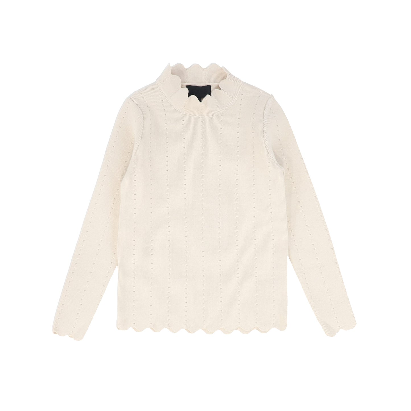 BYKE CREAM SCALLOP TRIM KNIT SWEATER
