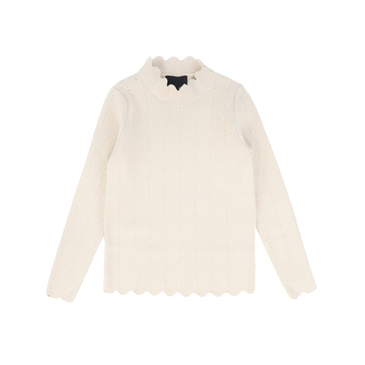 BYKE CREAM SCALLOP TRIM KNIT SWEATER