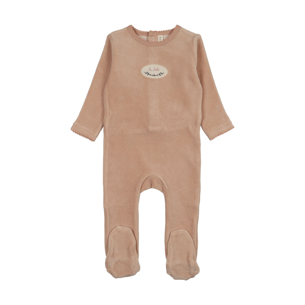 LILETTE DUSTY PINK VELOUR PATCH FOOTIE