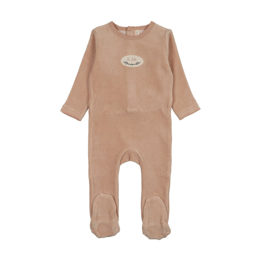 LILETTE DUSTY PINK VELOUR PATCH FOOTIE